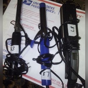 HAIR STRAIGHTENER AND TWO CURLING IRONS FOR ALL 3